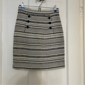 H&M Black and White Textured Pencil Skirt